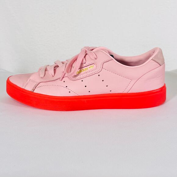 Adidas Originals Casual Shoes SLEEK Diva Pink Leather Womens 9 Sneakers BD7475 - Picture 5 of 10